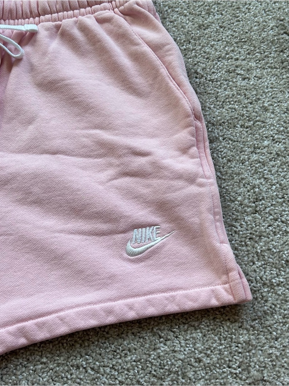 Nike Club Fleece Womens Pink Sweat Shorts Size M French Terry Drawstring - Picture 2 of 9